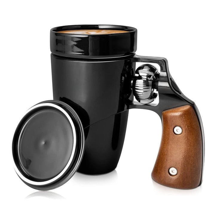 Revolver-Kaffeetasse aus Keramik mit originellem Griff, einzigartiger Becher für Herren & Kaffeeliebhaber.