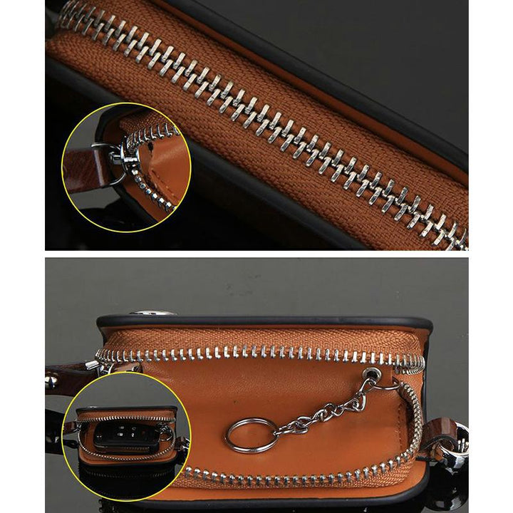 Kompaktes Autoschlüssel Etui aus elegantem PU-Leder mit Mikrofaser-Futter für sicheren Schlüsselschutz.