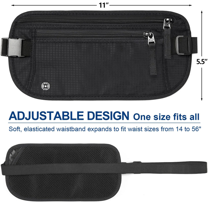Robuste RFID-Schutz Hüfttasche in Blau für Damen & Herren, ideal als verdeckter Geldbeutel & Reisepass-Tasche.