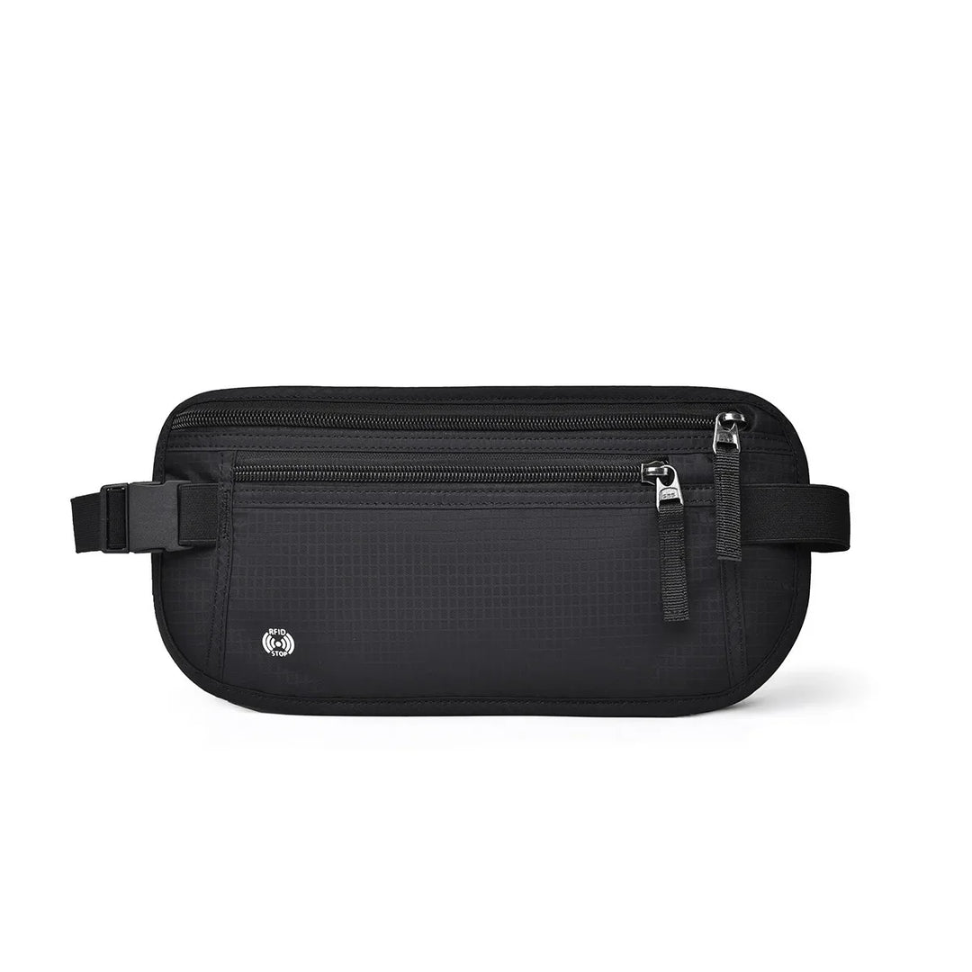 Praktische, leichte RFID-Reisebauchtasche, bequem unter der Kleidung getragen für sicheren Geld- & Dokumententransport.