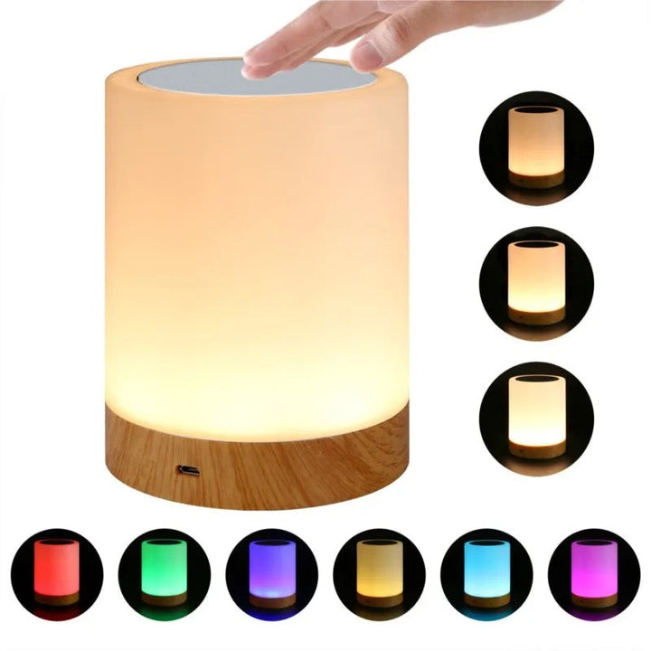 Kabellose RGB LED Stimmungslicht Tischlampe mit Touch-Steuerung, dimmbar, ideal für Schlafzimmer und Wohnzimmer.