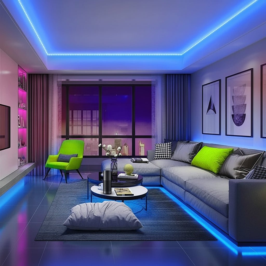 Lebendiger RGB Neon LED Streifen, musiksynchronisiert. Smarte Beleuchtung schafft dynamisches Dekorations-Stimmungslicht.