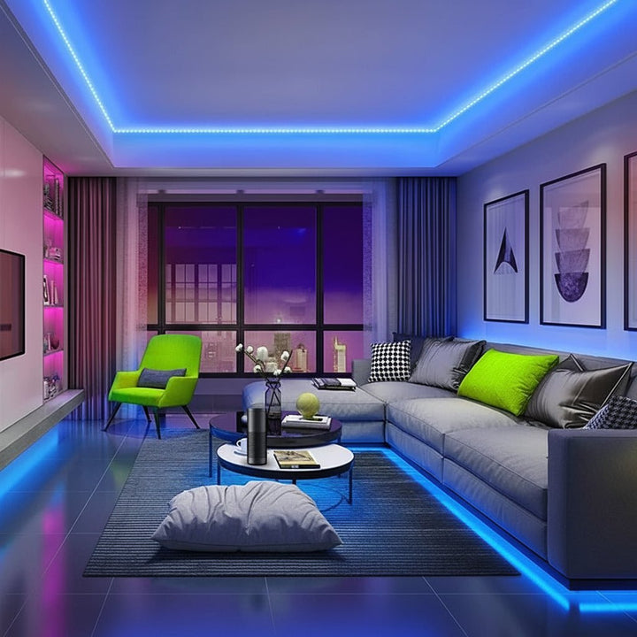 Lebendiger RGB Neon LED Streifen, musiksynchronisiert. Smarte Beleuchtung schafft dynamisches Dekorations-Stimmungslicht.