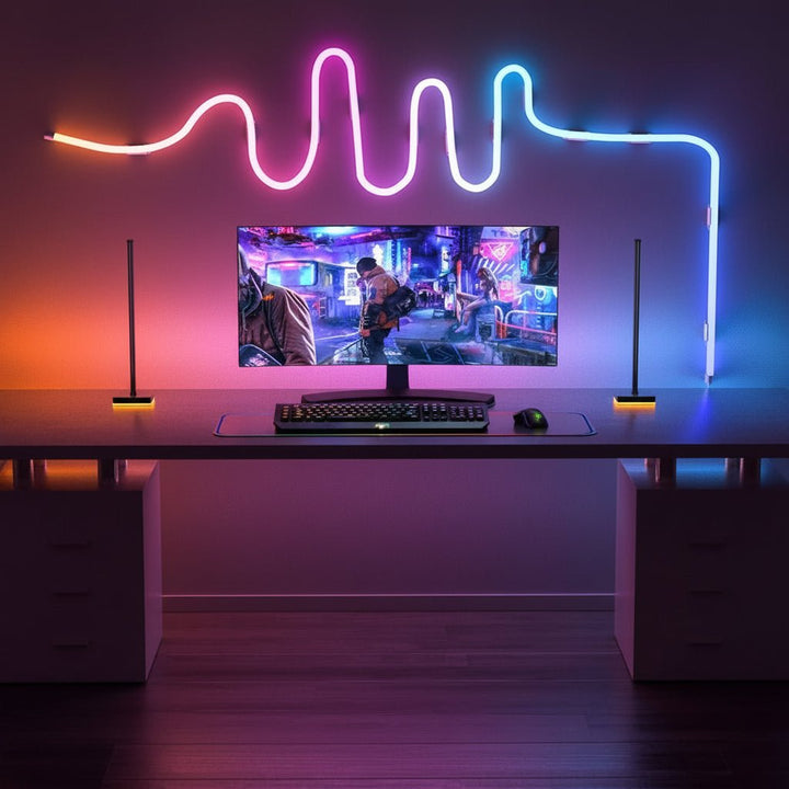 Wasserdichter RGB Neon LED Streifen. Musiksynchron, flexible LED-Beleuchtung für stimmungsvolle Innen- & Außenbereiche.