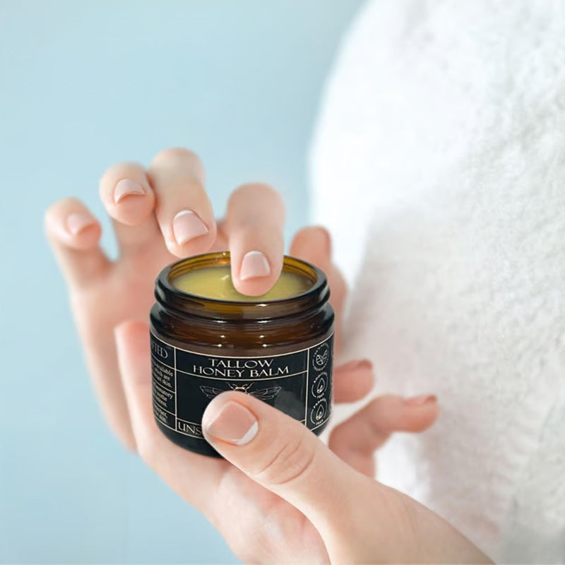 Naturkosmetik Rinderfett Bienenwachs Honigcreme, beruhigend & feuchtigkeitsspendend für empfindliche Haut.