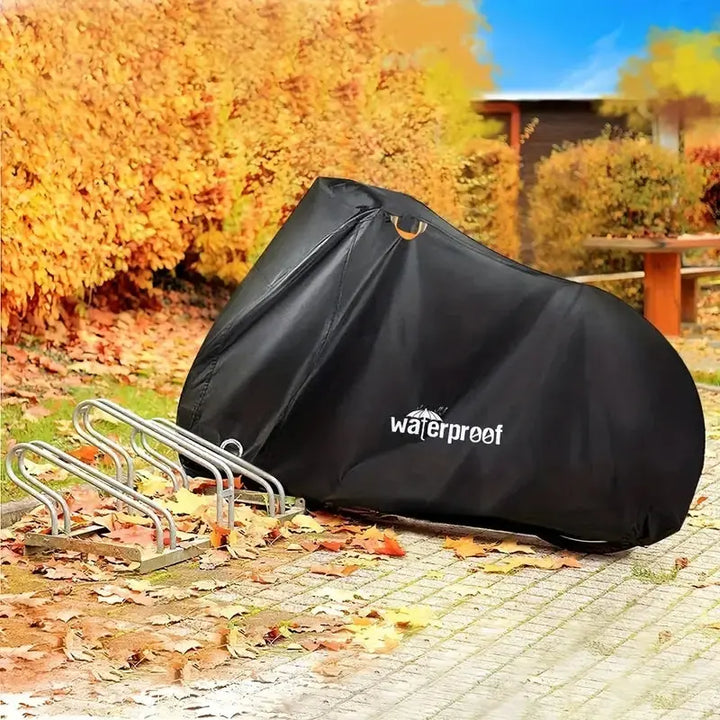 Robuste 3-lagige Fahrradabdeckung für E-Bike-Schutz im Freien. Wasserdichter UV-Wetterschutz.
