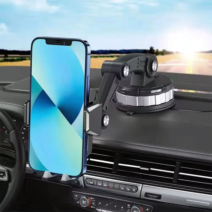 Verstellbare Auto Smartphone-Halterung mit praktischem Saugnapf für eine flexible Anbringung im Fahrzeugcockpit.