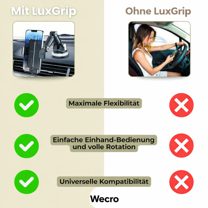 Premium Auto Handy Halterung mit Saugnapf, einfach zu montieren, kompatibel mit allen gängigen Smartphones.