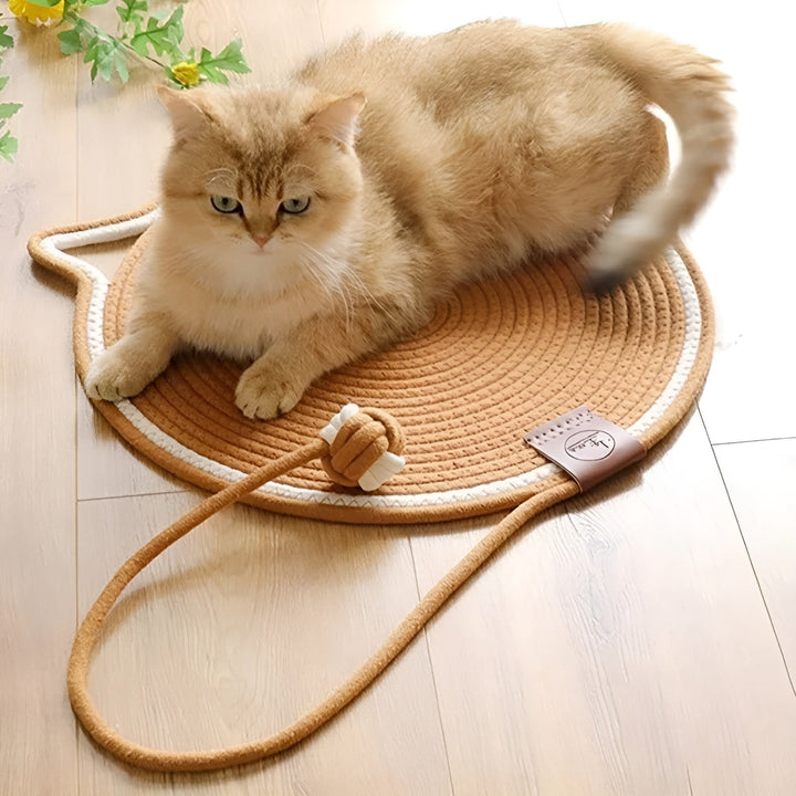 Natürliche Baumwollseil-Katzenkratzmatte als robuster Kratzschutz und Katzenzubehör.