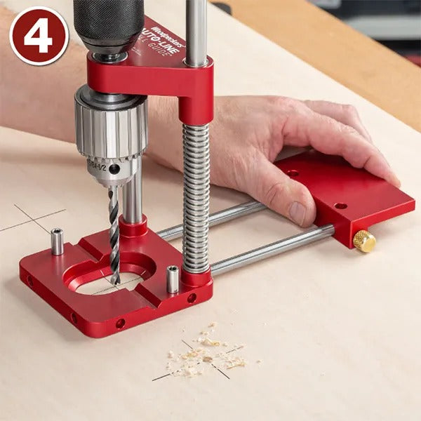 Ergonomische Bohrschablone für Heimwerker. Erleichtert präzises 90° Winkelbohren ohne Abweichung.