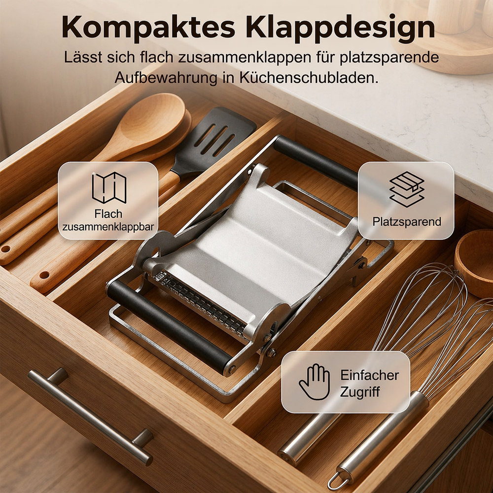 Hochwertige Fleischpresse aus Edelstahl zum Formen von Burger und Schnitzel für die Küche.