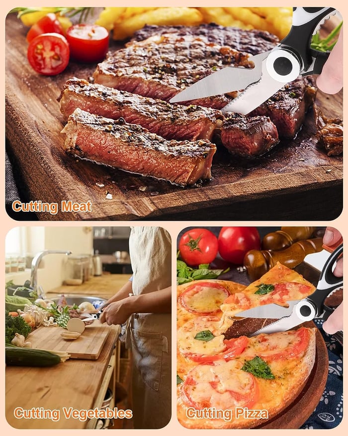 Rostfreie, robuste Edelstahl Küchenschere, multifunktional mit Nussknacker und Flaschenöffner für Langlebigkeit.
