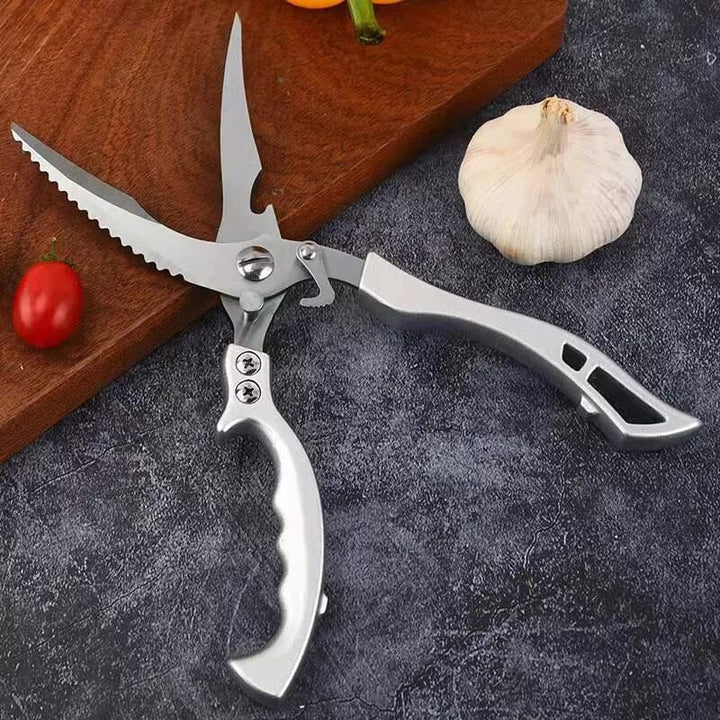 Vielseitige Küchenschere aus Edelstahl für Knochen, Fisch, Fleisch & Gemüse. Unverzichtbare Kochutensilie.