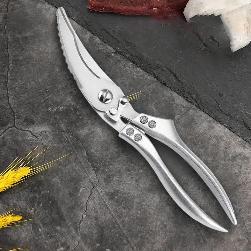 Hochwertige Edelstahl Fleischschere mit scharfen Klingen, perfekt für die Küche. Robust & langlebig.