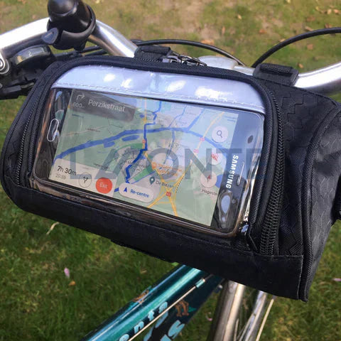 Moderne Fahrrad-Lenkertasche für einfache Smartphone-Nutzung und sichere Aufbewahrung beim Radfahren.