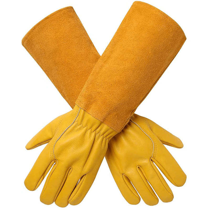Gartenhandschuhe in Braun-Weißgrau, robust & bequem. Mit flexiblem Bund für Damen & Herren, perfekt für lange Gartenarbeit.