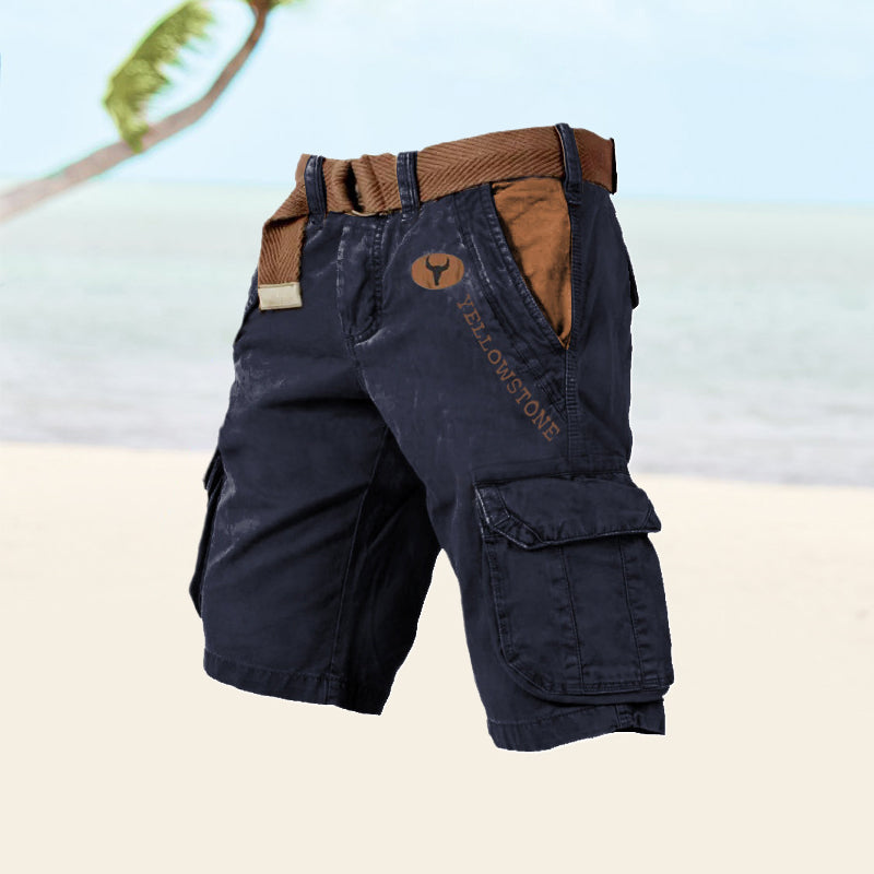 Strapazierfähige Herren Cargo Shorts, schwarz, aus robustem Material, vielseitig für jedes Abenteuer.