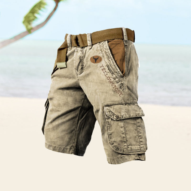 Praktische Herren Sommer Cargo Shorts, beige, mit lockerer Passform für maximalen Tragekomfort.