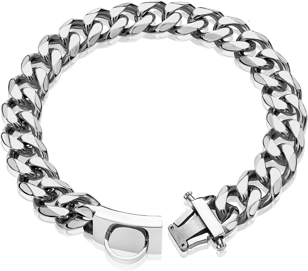 Stylische Titanstahl-Hundekette, ideal für kräftige Vierbeiner. Hochwertiges Hundezubehör.