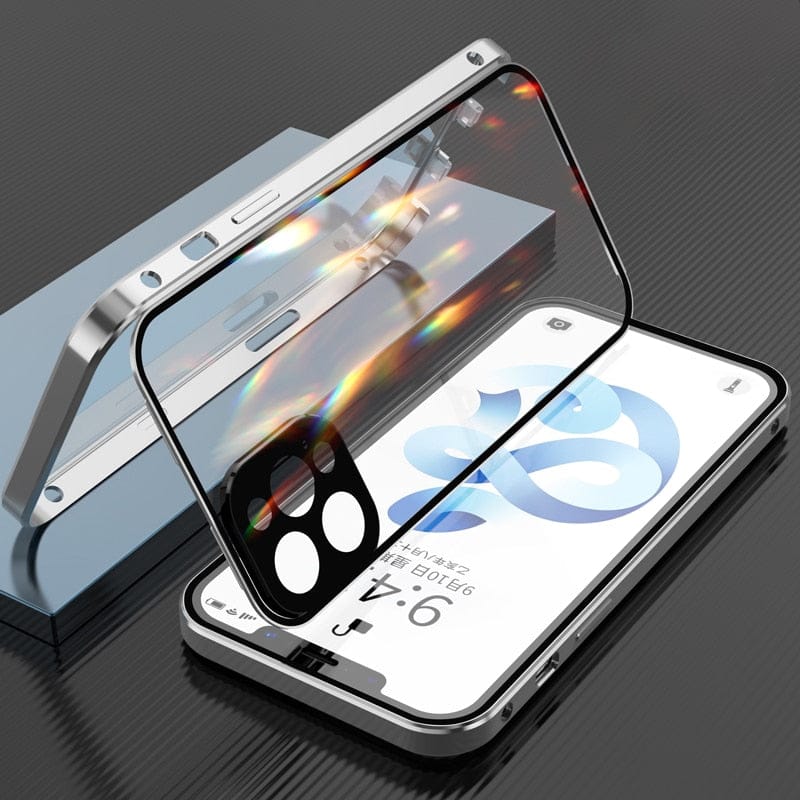 iPhone Schutzhülle mit 360° Rundumschutz, stoßfest, gehärtetem Glas und Kameraschutz.