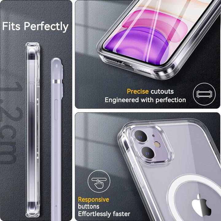 Hochwertige iPhone Schutzhülle mit integriertem Glas. Stoßfest, magnetisch & MagSafe-fähig. Idealer Vollschutz.