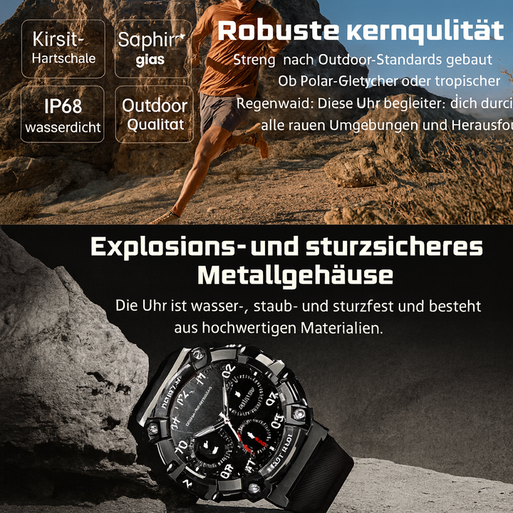 Rückseite der IronForce Pro Smartwatch. Sensoren für Fitness Tracking und Wellness-Daten.