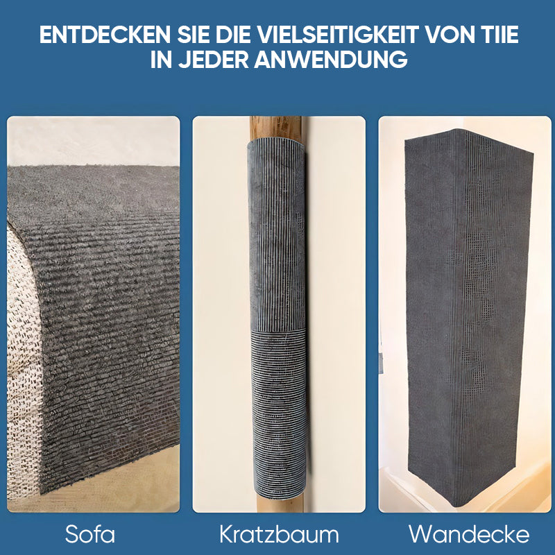 Katzen Kratzschutzmatte am Ecksofa befestigt, schützt Polster & dient der Katze als attraktives Kratzbrett.