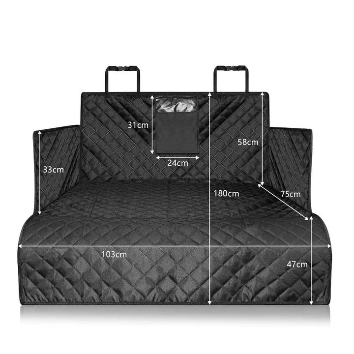 Pflegeleichte Hundematte für den Kofferraum, ideal für sicheren Tiertransport in SUVs. Waschbar & komfortabel.