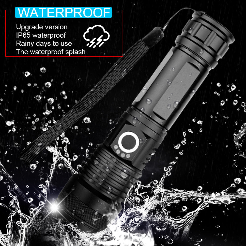 Aluminium-LED-Taschenlampe, extrem hell und wasserdicht. Perfekt für Outdoor, Wandern & Notfallausrüstung.