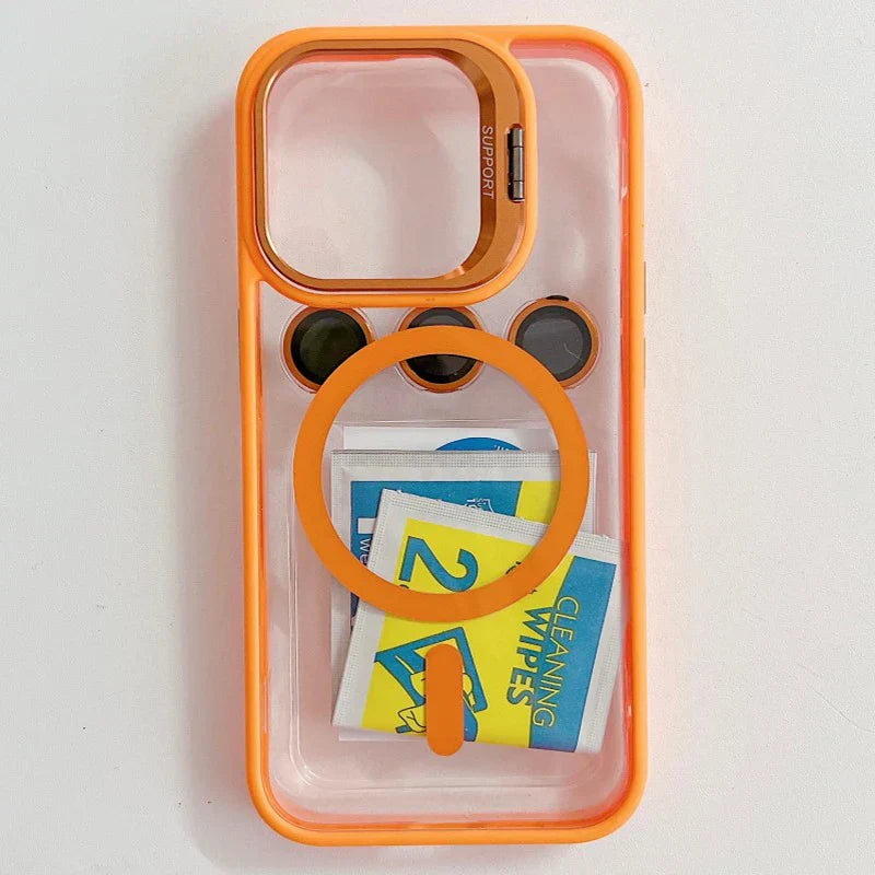 Stoßfeste Handyhülle mit Glas-Linsenschutz & praktischem Ständer. Robustes Design für sicheren Telefonschutz.