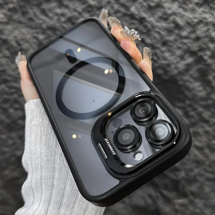 Magnetische Handyhülle mit Ständer & Kameraschutz, kompatibel mit kabellosem Laden. Robuster Telefonschutz.