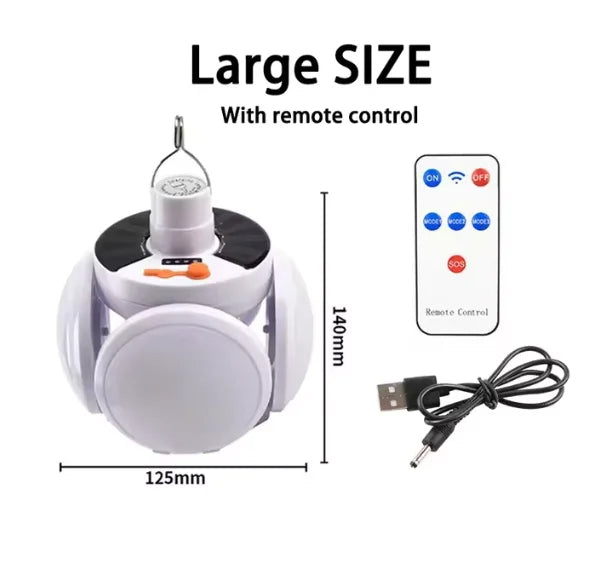 Leistungsstarke Solar-Campinglampe, wasserdicht & USB-aufladbar. Perfekte Outdoor-Beleuchtung & Notfalllampe.