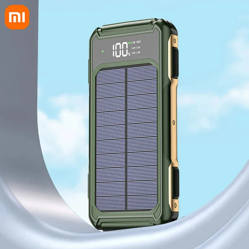 Robuste Solar Powerbank mit Schnellladung, ideal für Outdoor, Camping & Reise, kompatibel mit iPhone & Samsung.