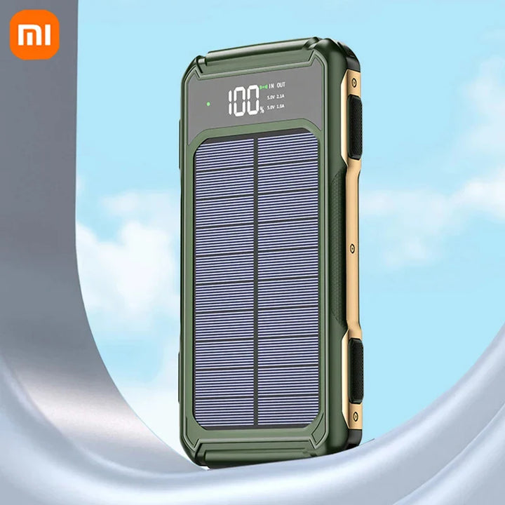 Robuste Solar Powerbank mit Schnellladung, ideal für Outdoor, Camping & Reise, kompatibel mit iPhone & Samsung.