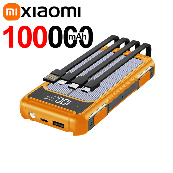 Vielseitige Solar Powerbank mit Schnellladung, LED Licht & USB-C. Robuster externer Akku für Outdoor & Camping.