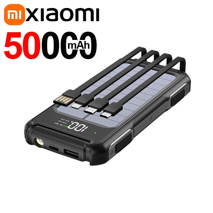 Kompakte Solar Powerbank mit Schnellladung für Reise & Notfall. Robuster externer Akku mit LED Licht & USB-C.