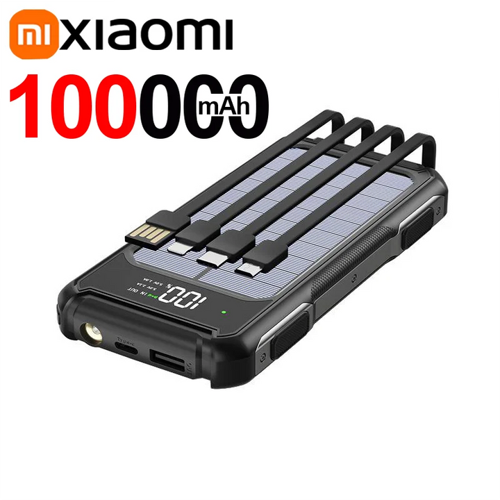Externer Akku: Robuste Solar Powerbank mit Schnellladung. Ideal für Camping, Outdoor & Notfall. Mit LED Licht.
