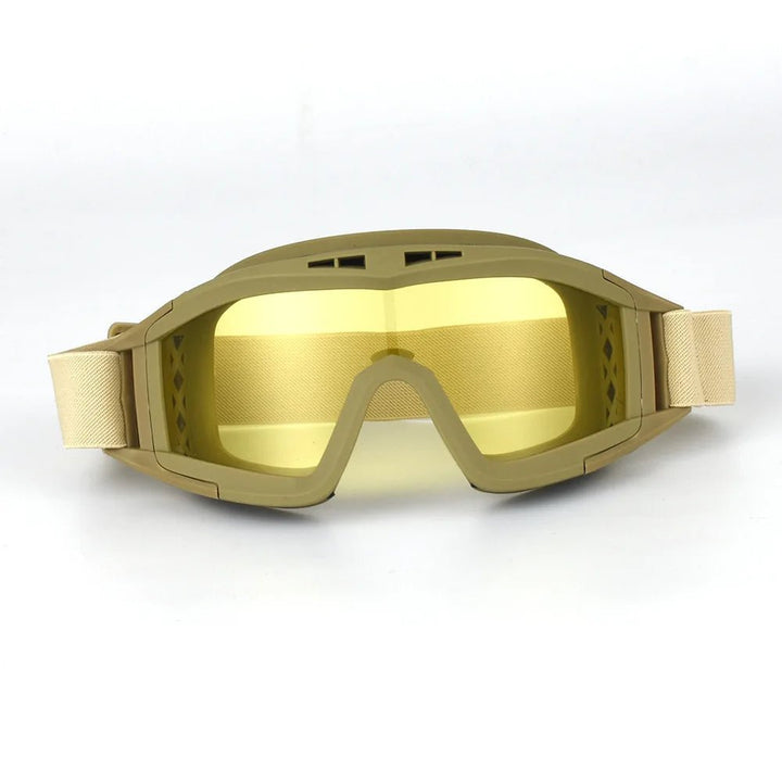 Vielseitige Outdoor-Schutzbrille, robust & taktisch, bietet sicheren Augenschutz für alle Sportarten.