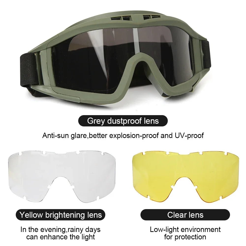 Unisex-Schutzbrille für Outdoor-Abenteuer, robust & taktisch, idealer umfassender Augenschutz.