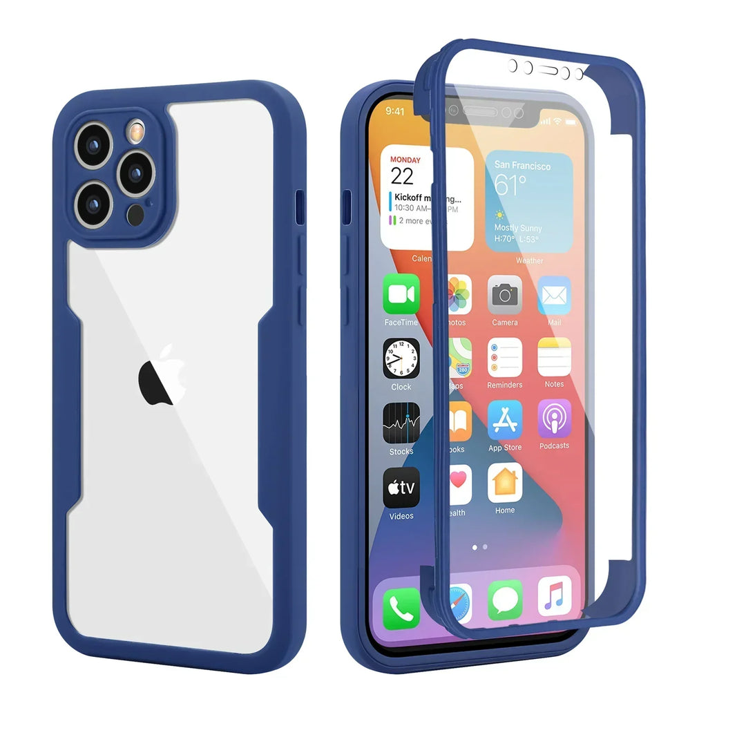 Robuste transparente iPhone Hülle mit 360° Schutz, Kameraschutz & Displayschutz. Stoßfest & kratzfest.