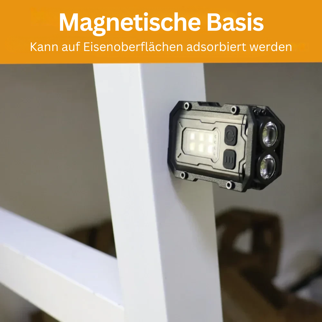 Zuverlässige Notfall-Taschenlampe mit starkem LED-Lichtstrahl und langer Akkulaufzeit, USB-wiederaufladbar.
