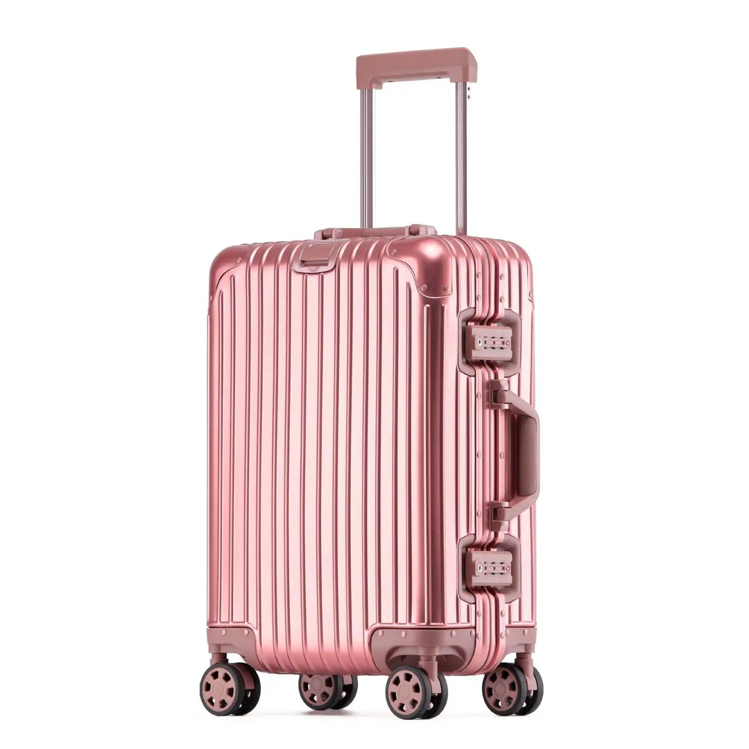 Leichtgängiger Tirana Aluminium Trolley mit 360°-Rollen, elegantes Reisegepäck für unterwegs.