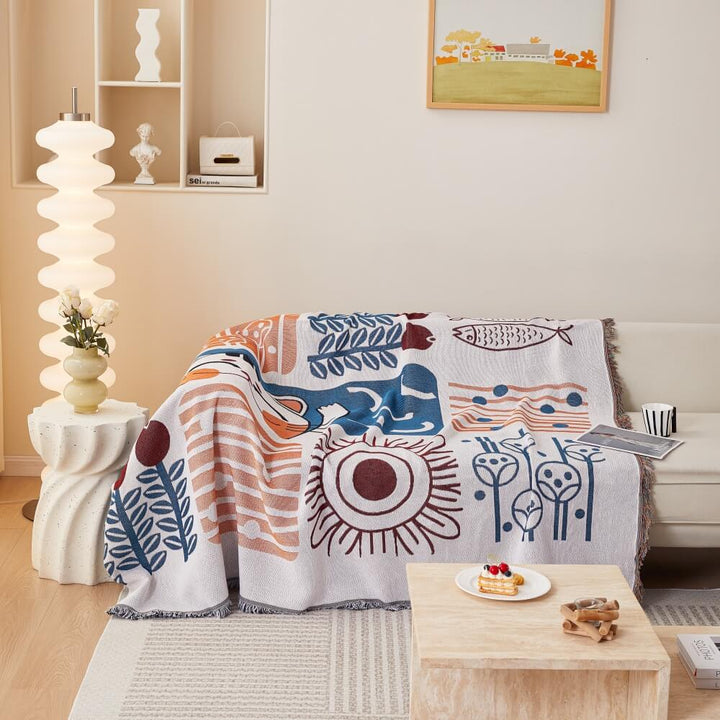 Couchhusse mit angesagtem Boho-Muster. Strapazierfähiger Möbelschutz für das Wohnzimmer.