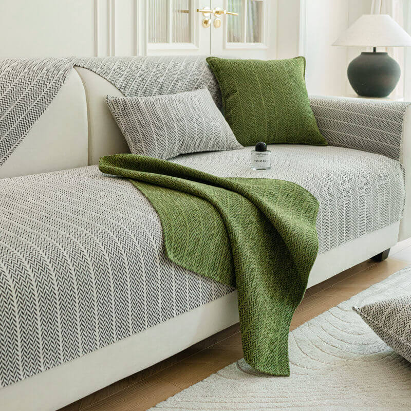 Moderner Sofabezug in Chenille-Qualität, Fischgrätenmuster verleiht Ihrem Wohnzimmer neuen Glanz und Schutz.