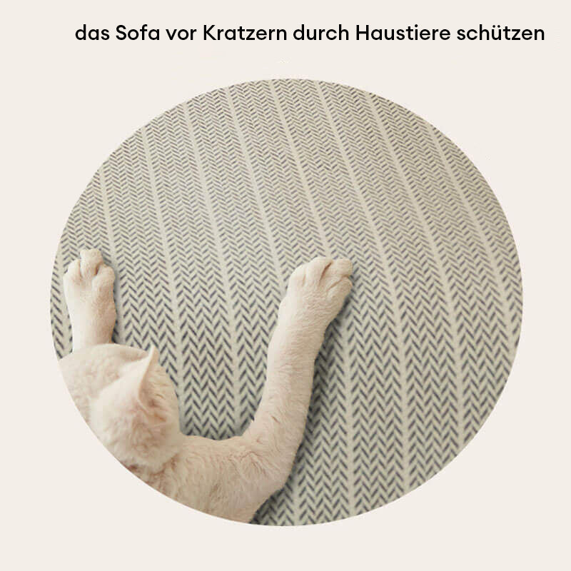 Vielseitiger Schutzbezug für Sofas, aus strapazierfähigem Chenille mit Fischgrätenmuster als Sitzbezug.