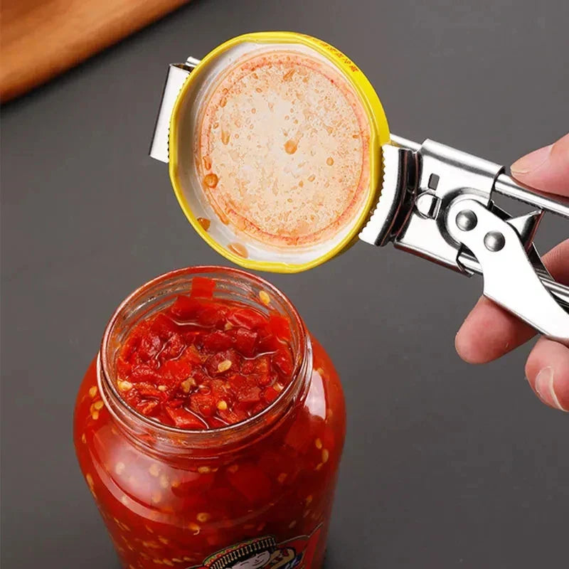 Robuster Edelstahl Glasöffner für Schraubgläser. Universeller Küchenhelfer für müheloses Öffnen von Gläsern & Flaschen.