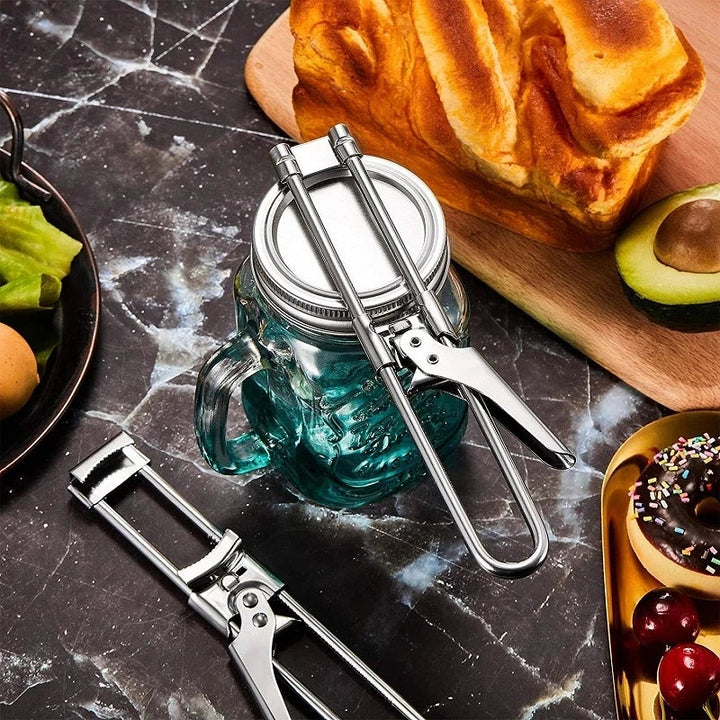 Praktischer Universal-Glasöffner aus Edelstahl, ideal für Flaschen und Gläser. Müheloser Küchenhelfer für jeden Haushalt.
