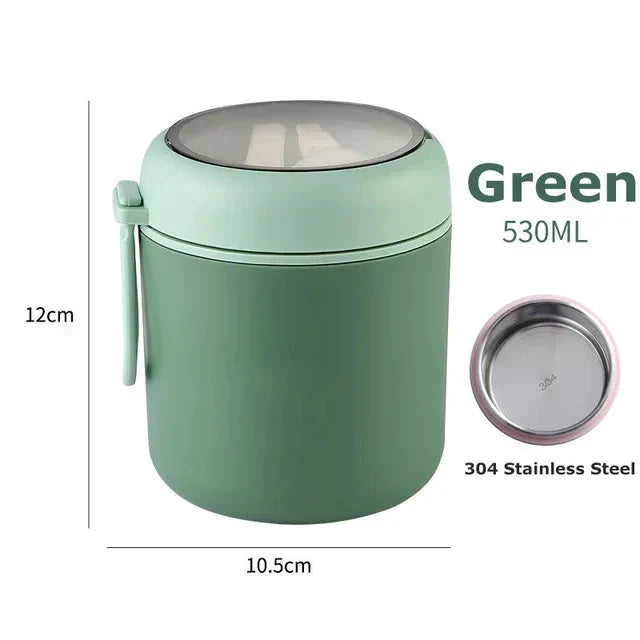 Robuster Isolierbecher aus Edelstahl. Ideal als auslaufsicherer Thermobehälter für jede Mahlzeit.