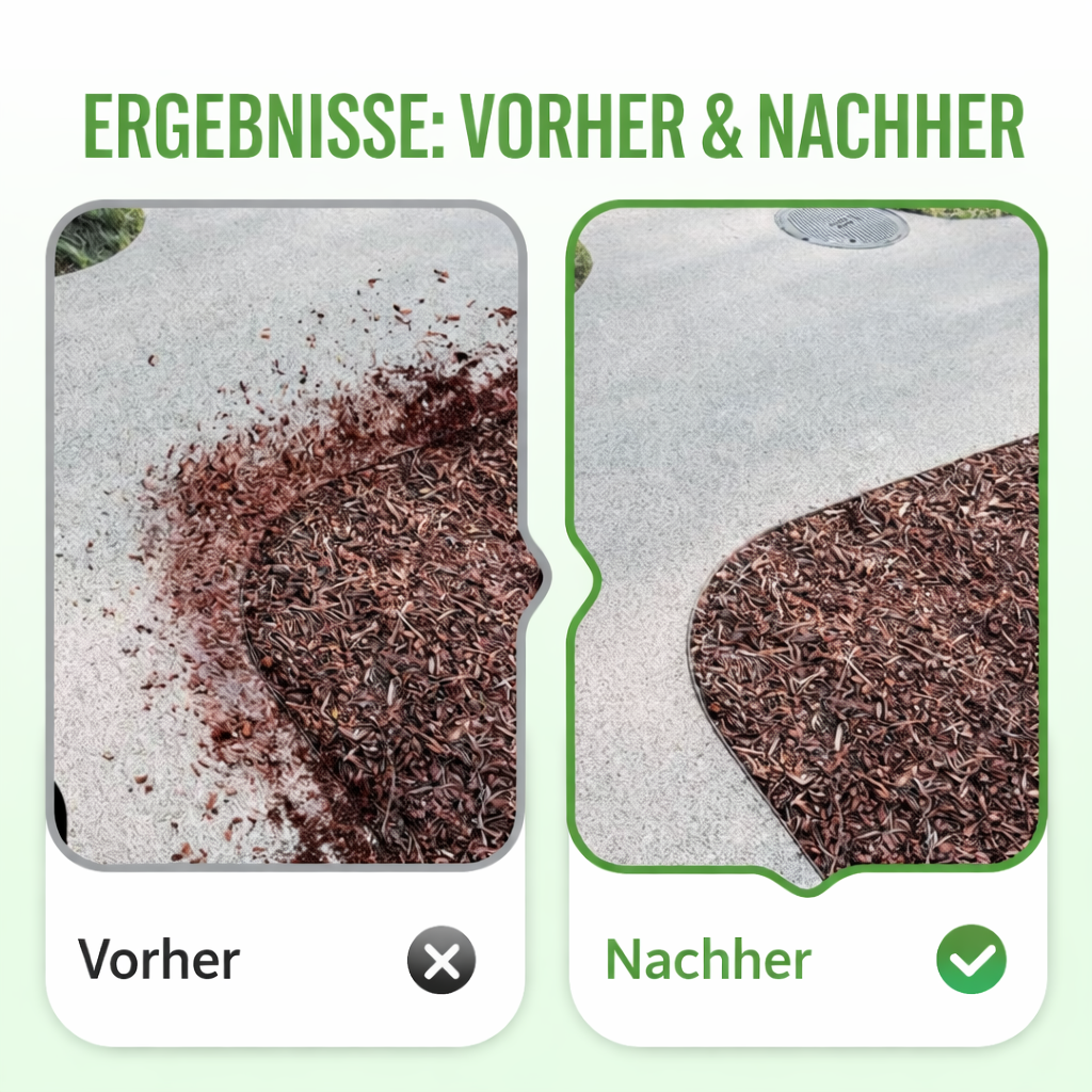 Transparenter Gartenkleber fixiert Kies auf einem Gartenweg; ideal für stabile, wetterfeste Landschaftsgestaltung im Außenbereich.