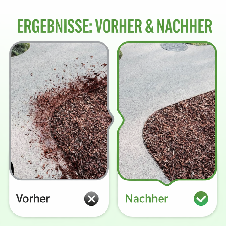 Transparenter Gartenkleber fixiert Kies auf einem Gartenweg; ideal für stabile, wetterfeste Landschaftsgestaltung im Außenbereich.
